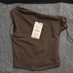 Zara Chocolate Brown Off-Shoulder Blouse